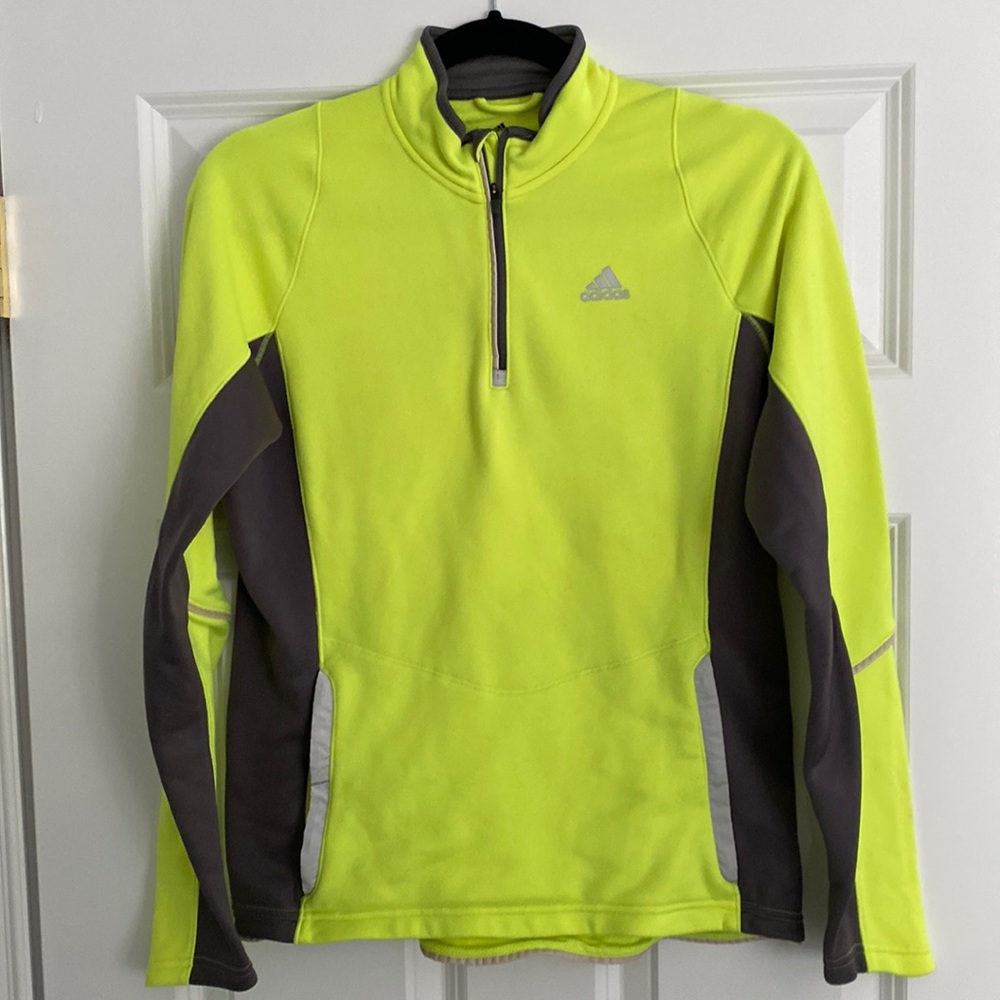 Adidas climalite 3/4 zip running top in bright yellow (has posters & reflectors)